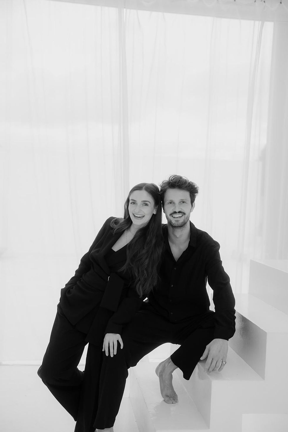 portrait of Maria & Axel Weiser together in black and white