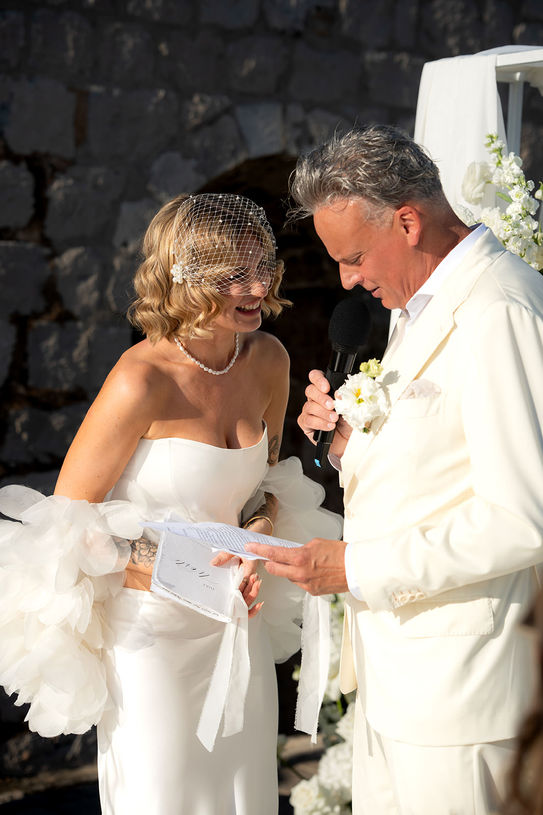Bride and groom exchanging vows during Dubrovnik wedding.