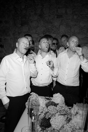 Guests singing during Son Berga wedding celebration in Mallorca