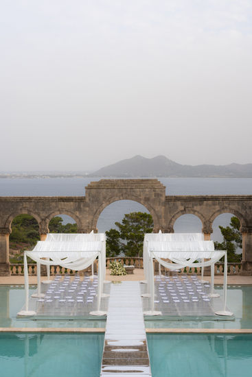 Ceremony setup at La Fortaleza wedding venue in Mallorca
