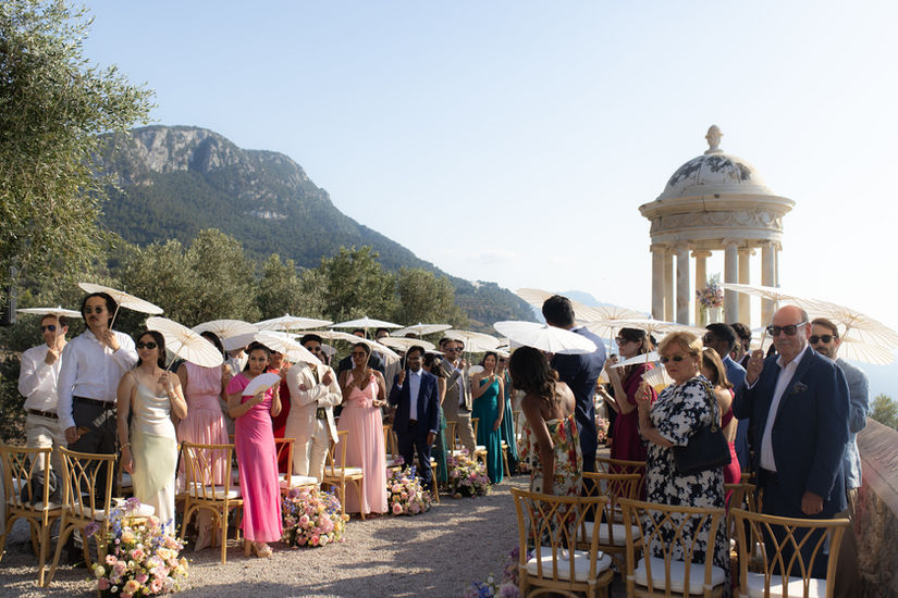 Guests arriving for destination wedding ceremony at Son Marroig Mallorca
