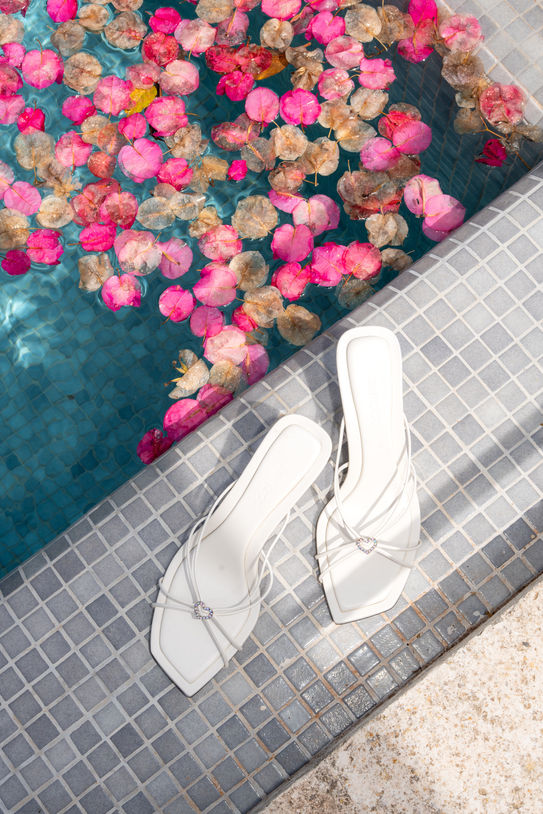 White bridal shoes photographed at Finca Serena Mallorca