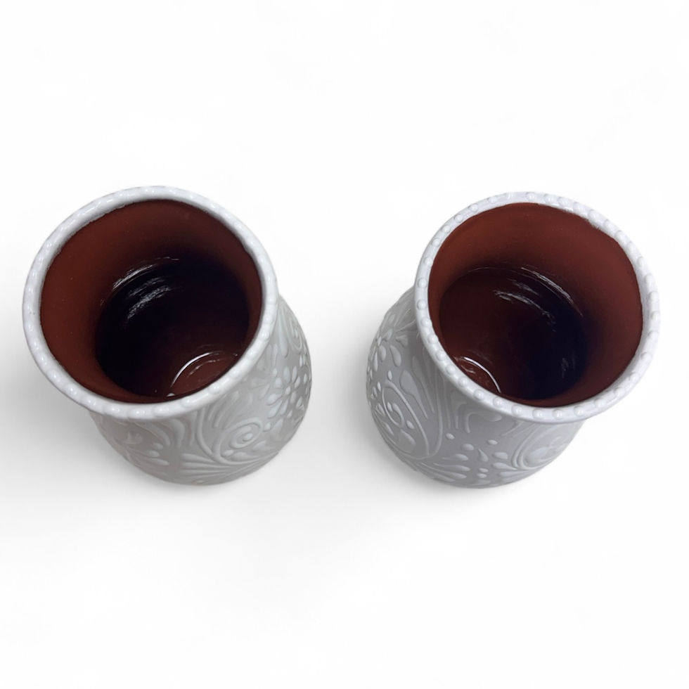 Thumbnail: Talavera Flower Vase Diseño Flor Set of 2 | White Color