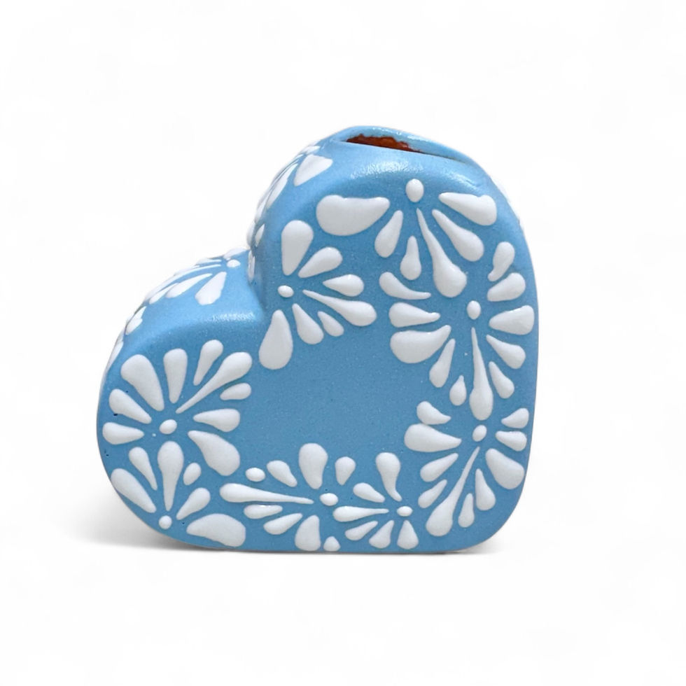Thumbnail: Handmade Talavera Heart Shaped Flower Vase  | Blue & White 
