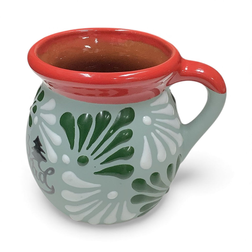 Thumbnail: Talavera Green & Red Christmas Mug – Lead Free – 4x4 Inches – Snowman Feliz Navi