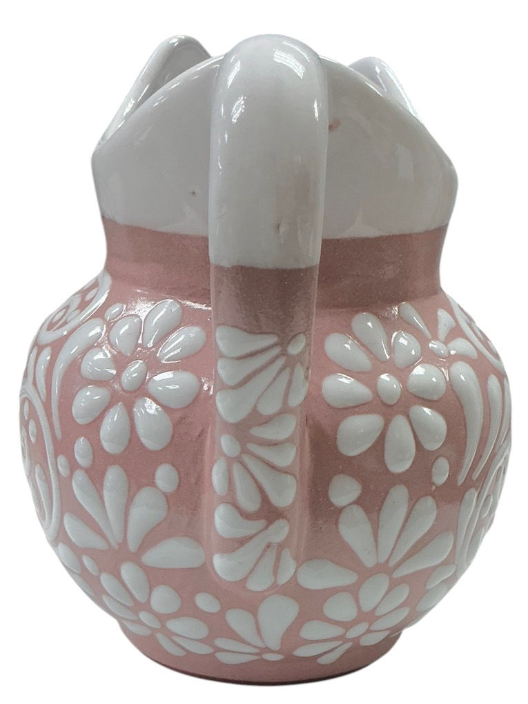 Thumbnail: Set of 6 | Talavera Pink & White Floral Pitcher Vase Handcrafted Table Center