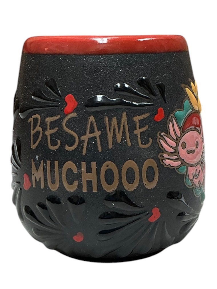 Thumbnail: Talavera Mi Amor Eterno Handmade Black Cup
