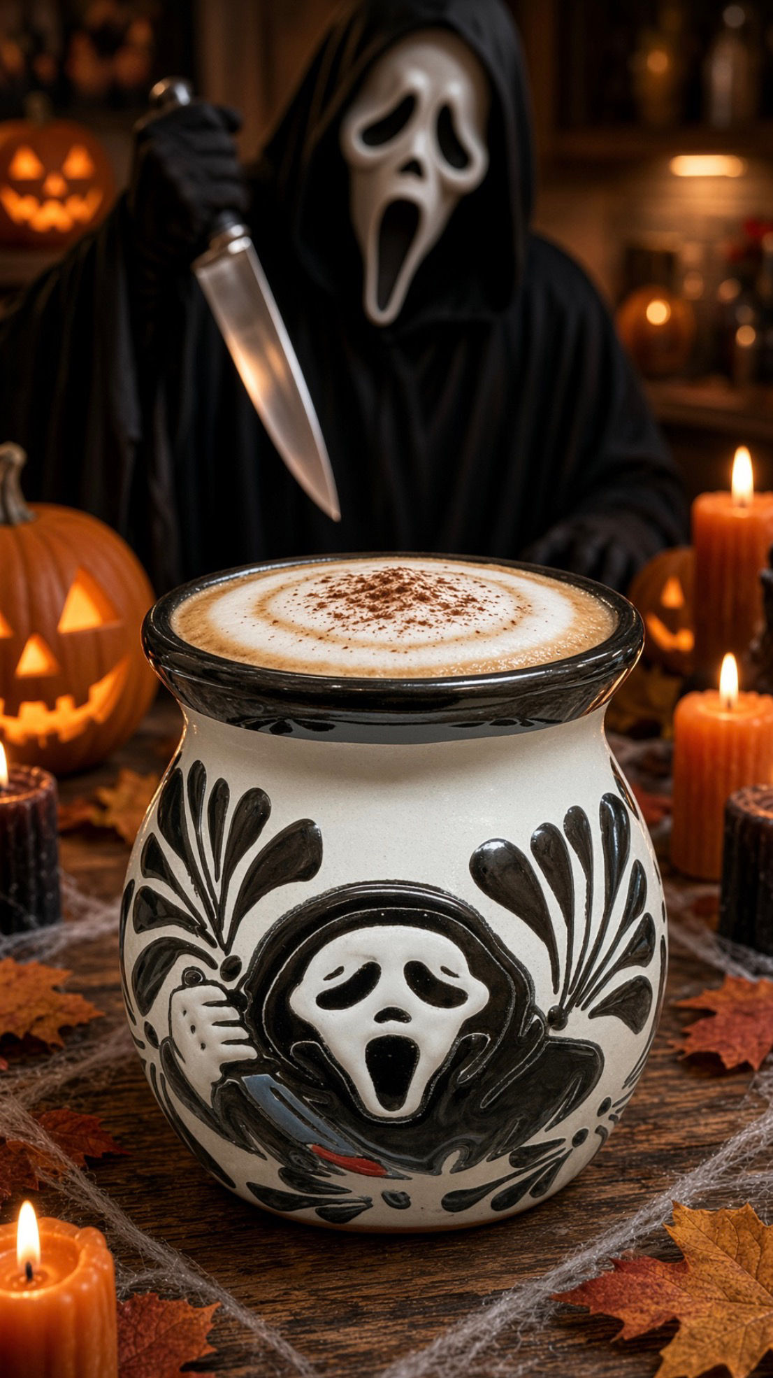Ghost Inspired Talavera Ceramic Mug Black & White
