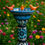 Thumbnail: Talavera Blue Multicolor Bird Bath – Lead Free – Top Basin 16x3” Base 24x10”