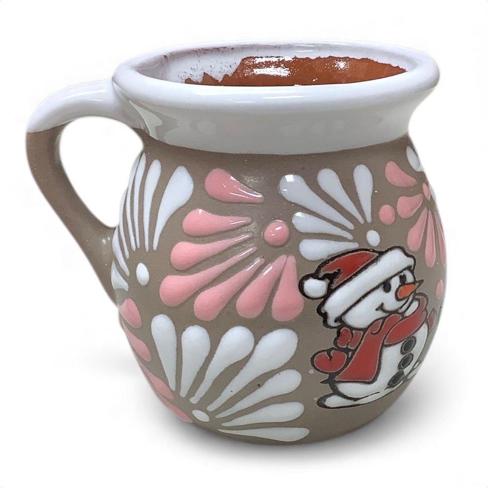 Thumbnail: Talavera Christmas Beige Mug – Lead Free – 4x4 Inches – Feliz Navidad Snowman 