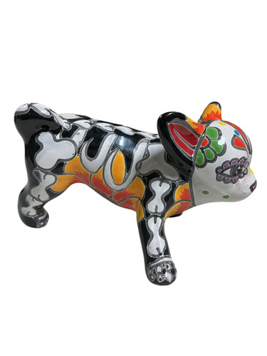 Hand-Painted Talavera Día de los Muertos Chihuahua Figurine | Casa