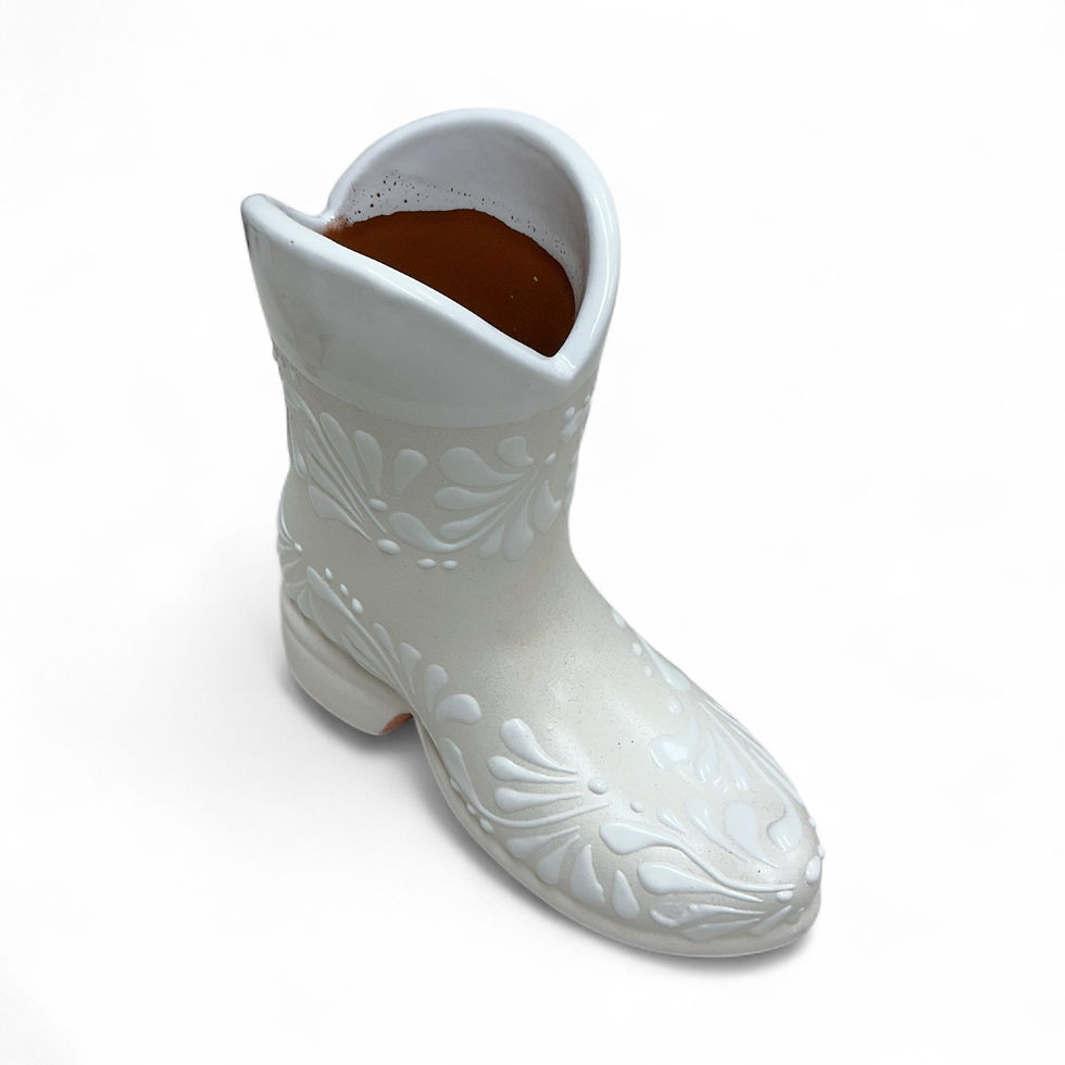 Thumbnail: Talavera White Boot Vase – 7x7 Handcrafted Ceramic Decor