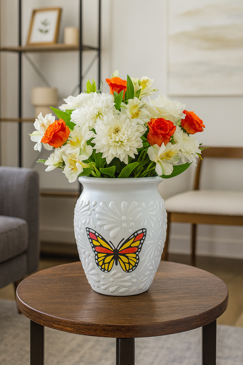 handcrafted Talavera Multicolored butterfly design