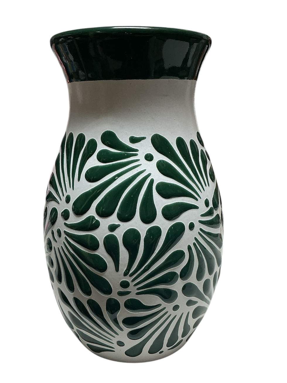 Thumbnail: Talavera Guadalupe Vase  | Hand Painted Mexican Folk Art | Green, White, Pink