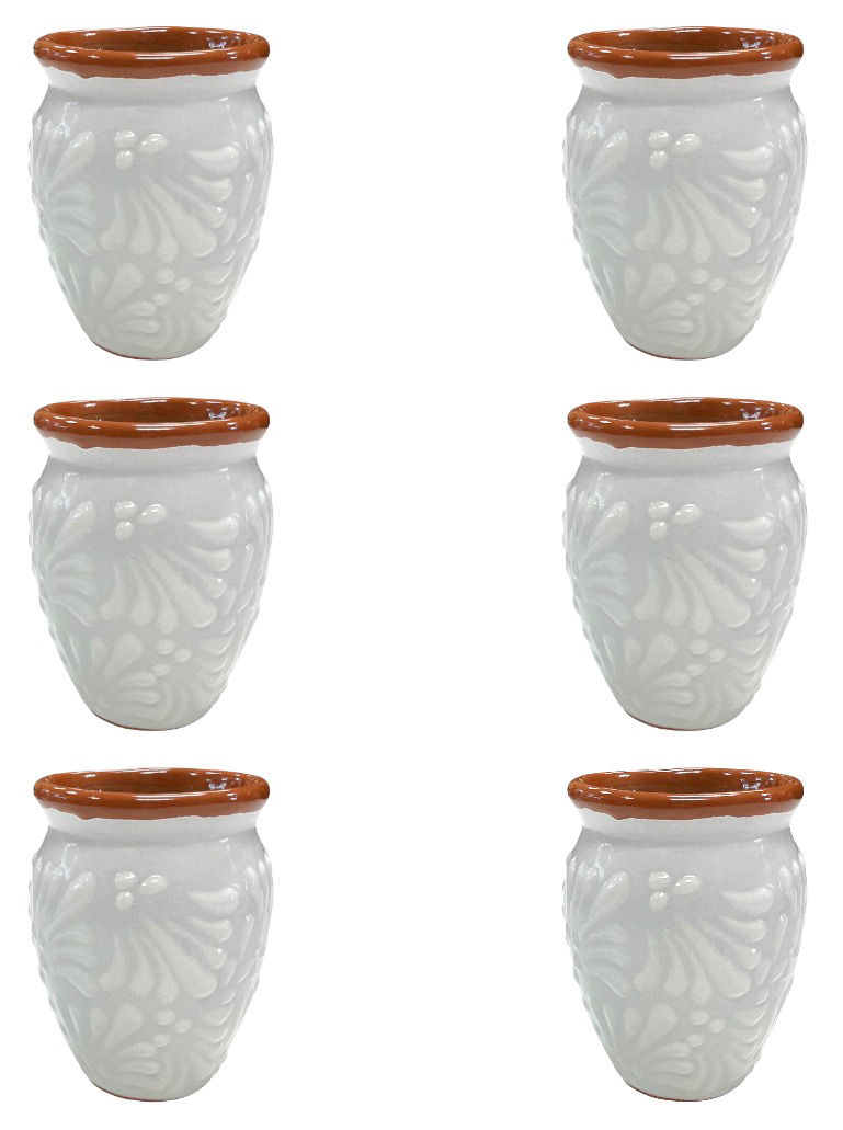 Thumbnail: Set of 6 | Talavera White Embossed Flower Vase Handmade Centerpiece Decor
