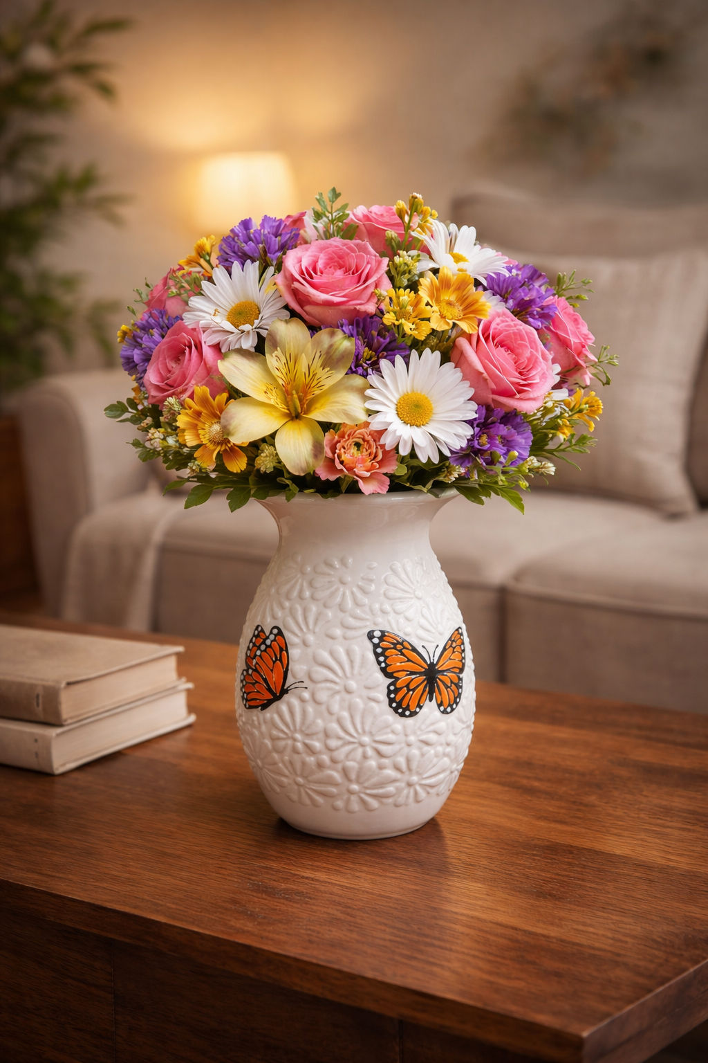 Talavera White Butterfly Flower Vase – Lead Free