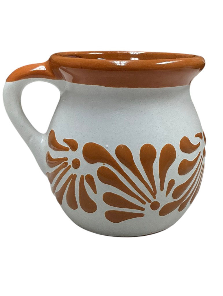 Thumbnail: Set of 4 | Talavera Coffee Mug Handmade White Brown Floral Design