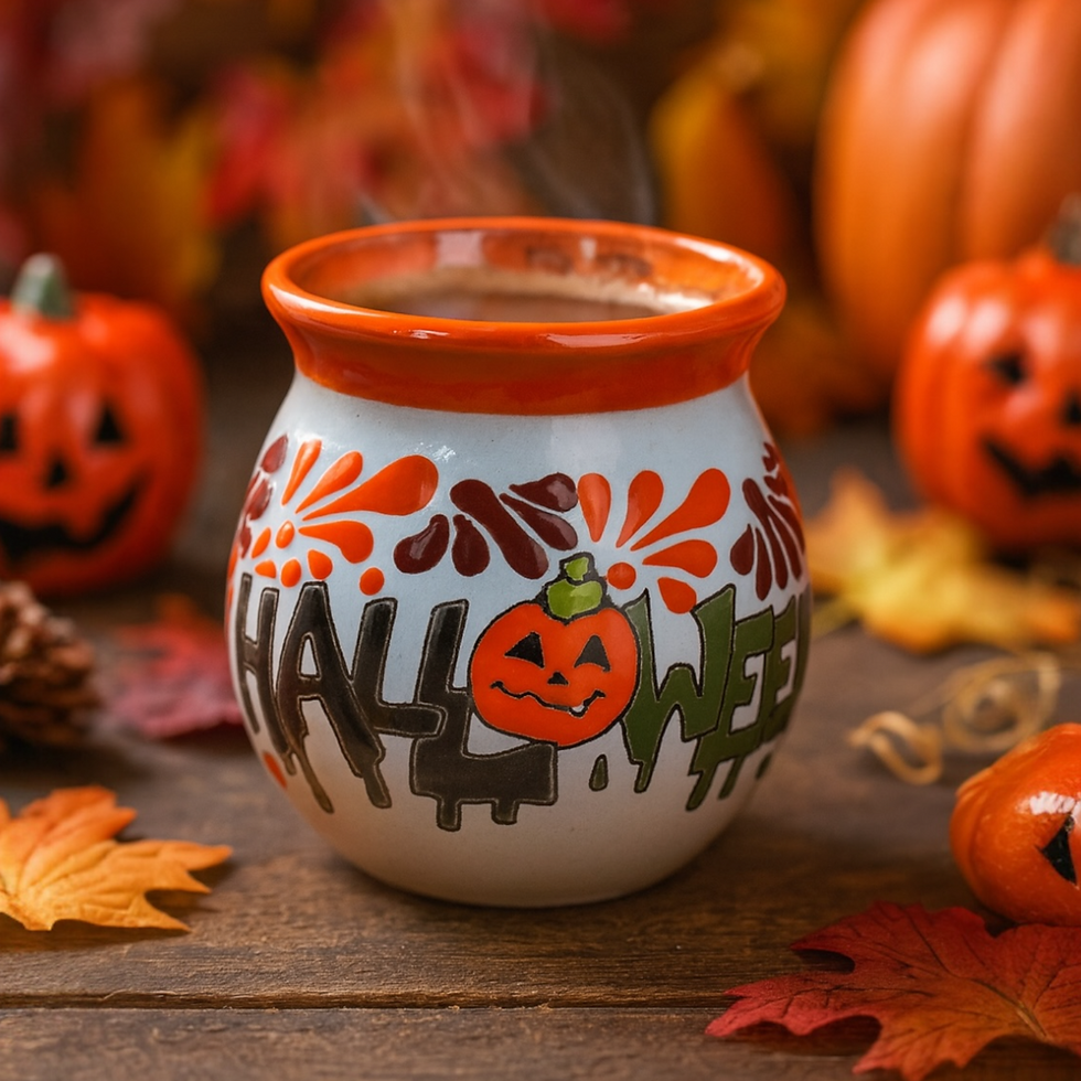 Traditonal Mexican Talavera Halloween/Pumpkin Jarrito 