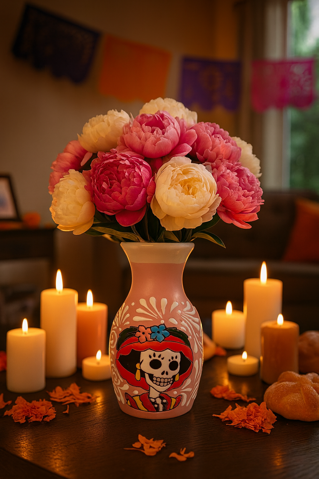 Talavera Pink “Catrina Red Hat” Flower Vase 9x5” – Lead Free