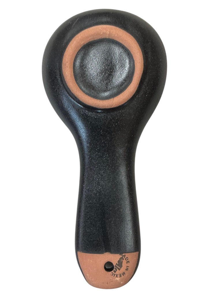 Thumbnail: Black & White Floral Talavera Spoon Holder – Handmade Mexican Ceramic Spoon Rest