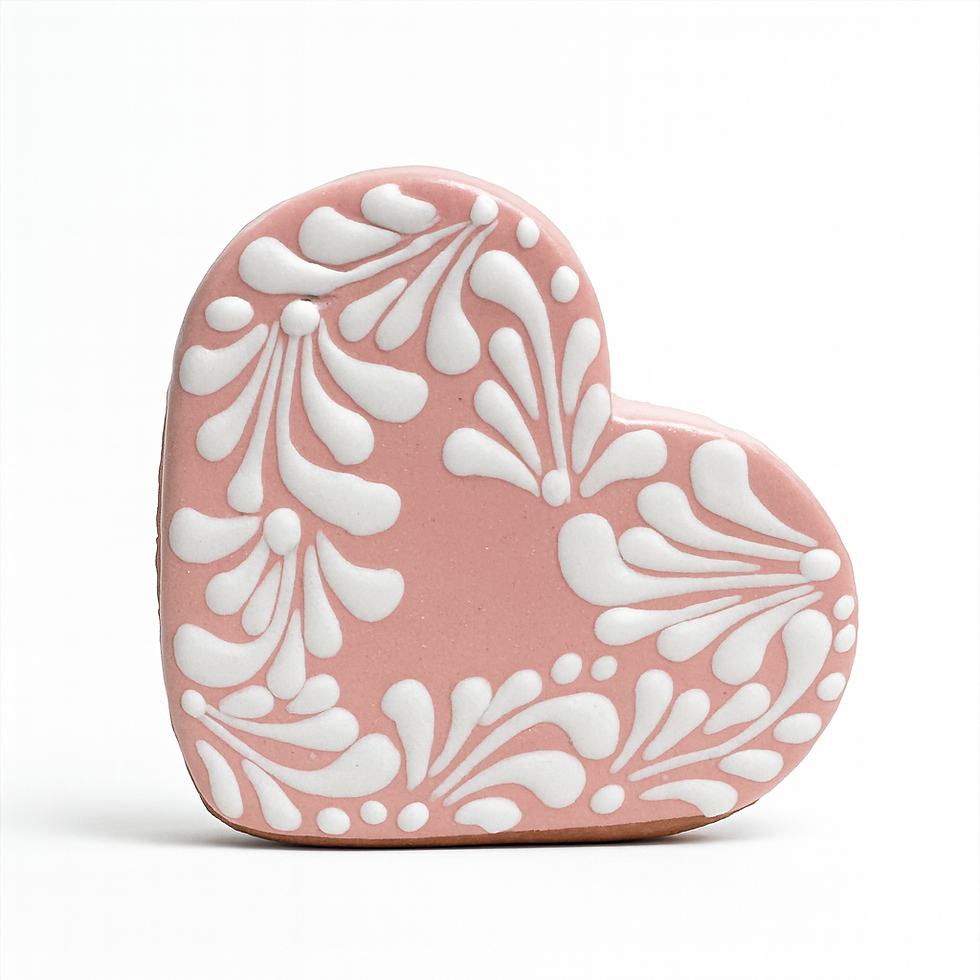 Thumbnail: Mexican Talavera Heart Shaped Flower Vase | Pink & White Color 