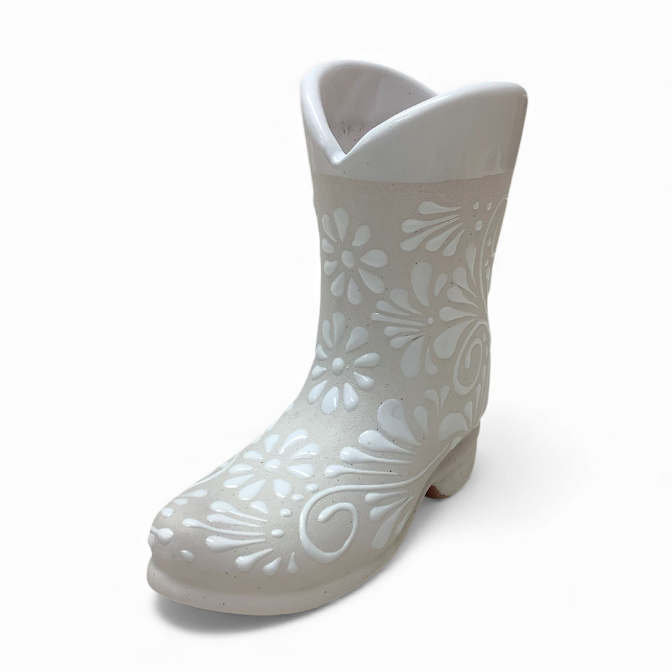 Thumbnail: Talavera Floral Boot flower Vase | White | Lead Free