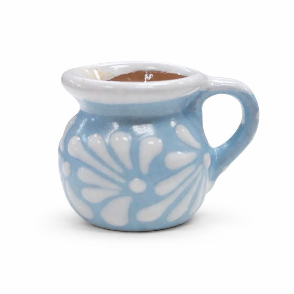 Thumbnail: Talavera Mini Jarrito Shot Glass (Set of 12) | Baby Blue & White | Lead Free