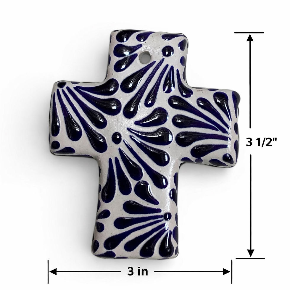 Thumbnail: Set Of 12 Handmade Blue & White Talavera Cross |Blush Baptism &First Communion 