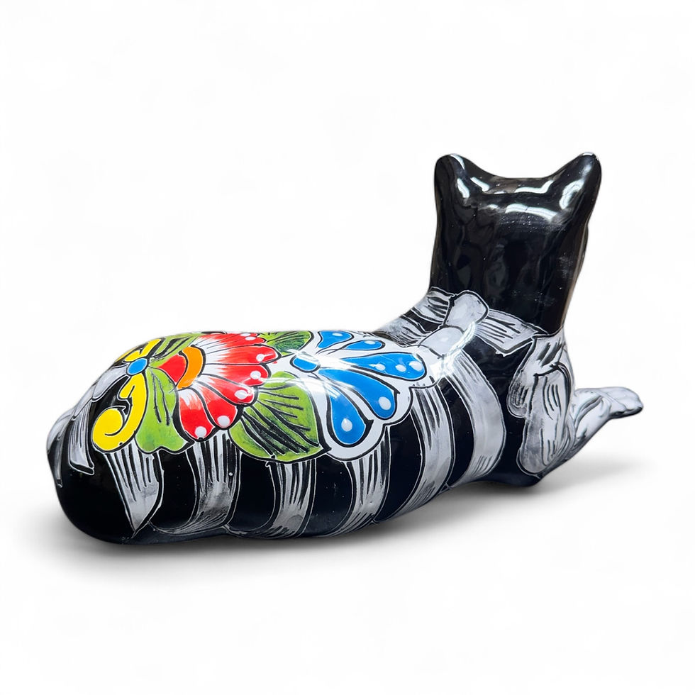 Thumbnail: Hand-Painted Talavera Day of the Dead Cat Figurine