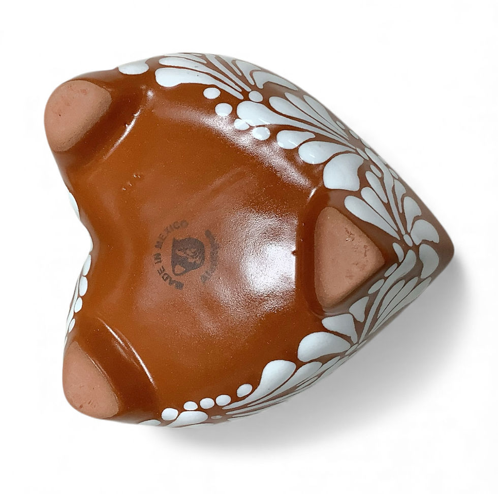 Thumbnail: Talavera Heart-Shaped Molcajete Salsa Bowl | Brown & White Color 