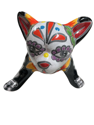 Hand-Painted Talavera Día de los Muertos Chihuahua Figurine | Casa