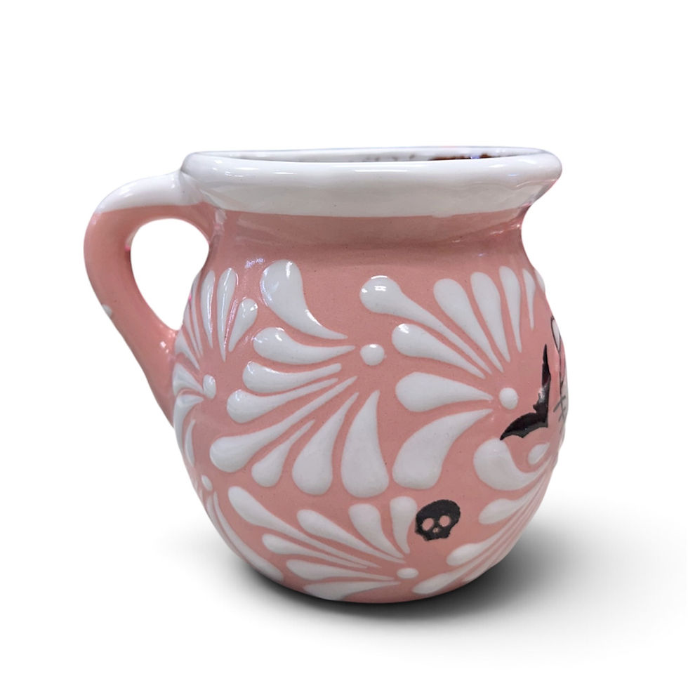 Thumbnail: Pink Halloween Kitty Mug – Handmade Talavera-Style Ceramic Cup 