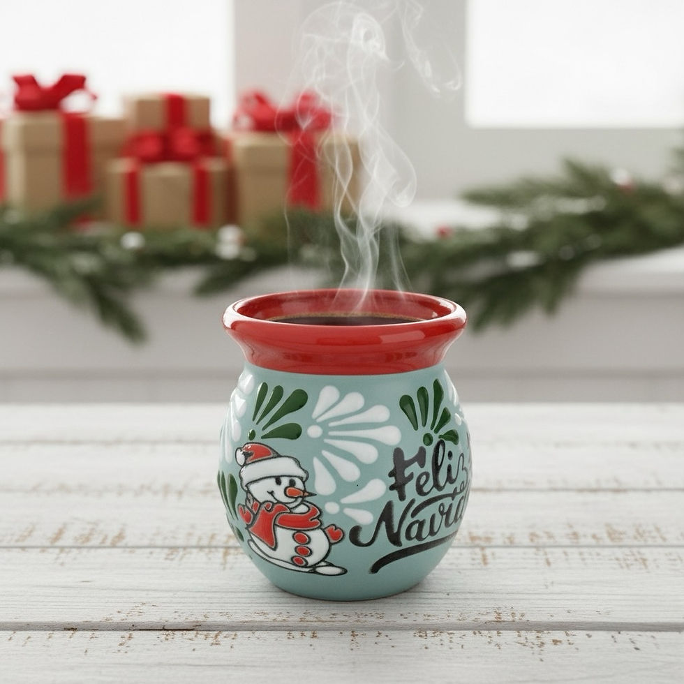 Talavera Green & Red Christmas Mug – Lead Free – 4x4 Inches – Snowman Feliz Navi