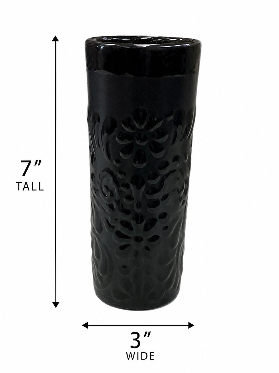 Thumbnail: Set of 12 Black Talavera Cylinder Flower Vases | Elegant Event Centerpieces