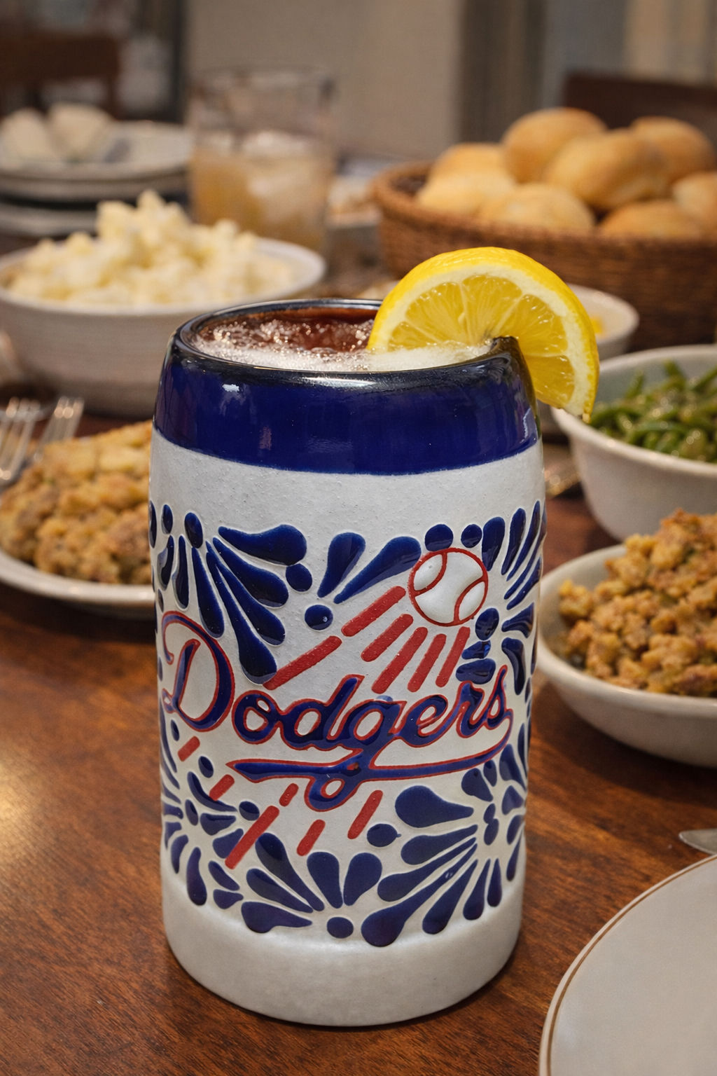 Talavera Dodgers Baseball Mug Hand Painted