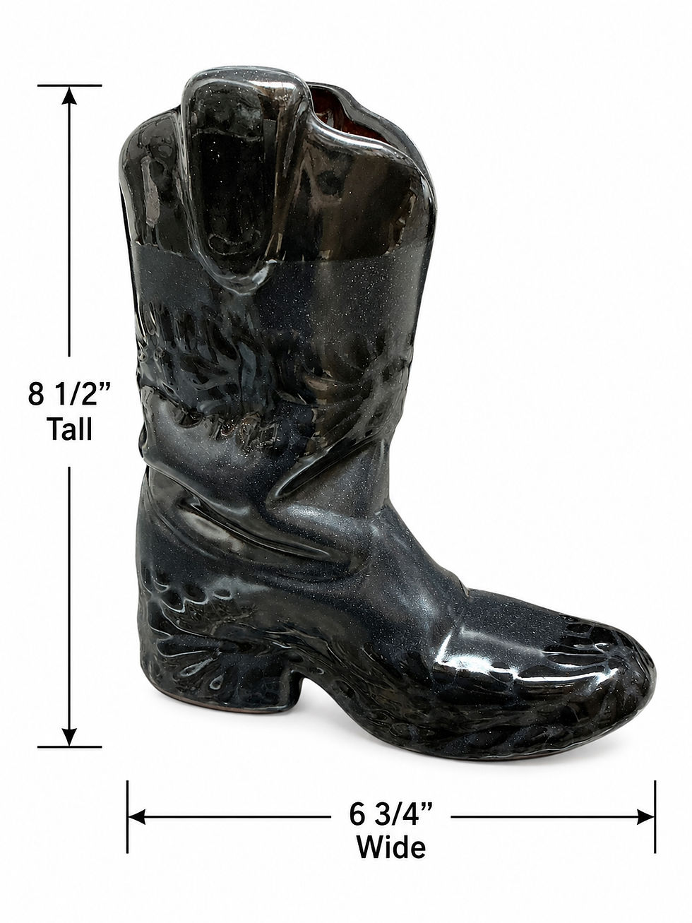 Thumbnail: Set of 6 Handcrafted Talavera Cowboy Boot Flower Vases | Black