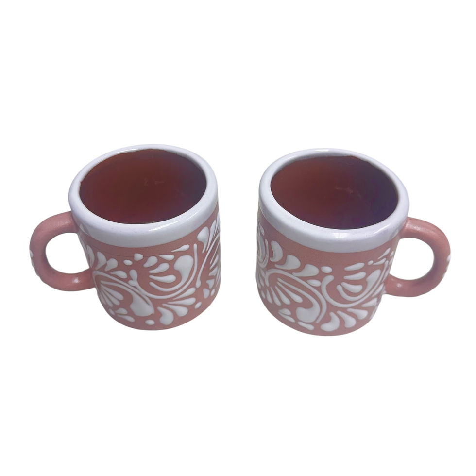 Thumbnail: hand crafted Traditional Talavera Mug Set of 2 | Pink & white 