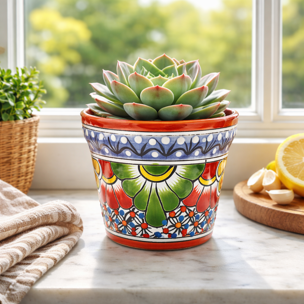 Talavera Planter (Small Size) | Orange Multicolor 