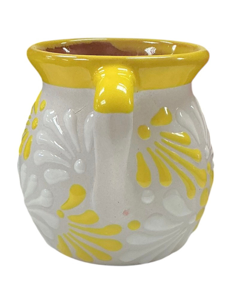 Thumbnail: Talavera Kitty Mug Handmade White Yellow Coffee Cup