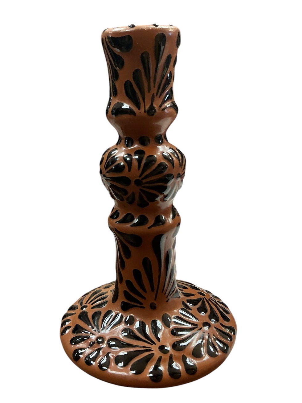Thumbnail: Talavera Candle Holder | Hand Painted Decorative Candlestick | Brown & Black