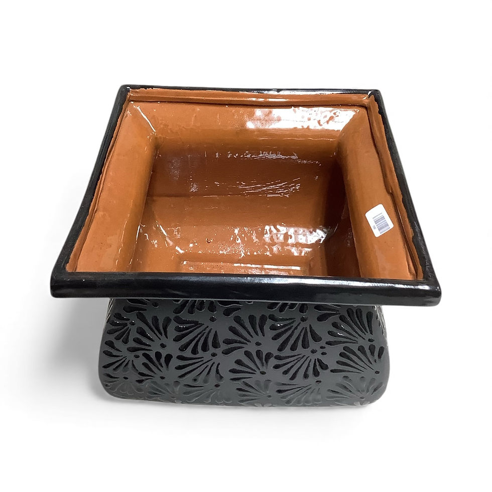 Thumbnail: Talavera Black Square Planter Lead Free 10x12” – Handcrafted Floral Design