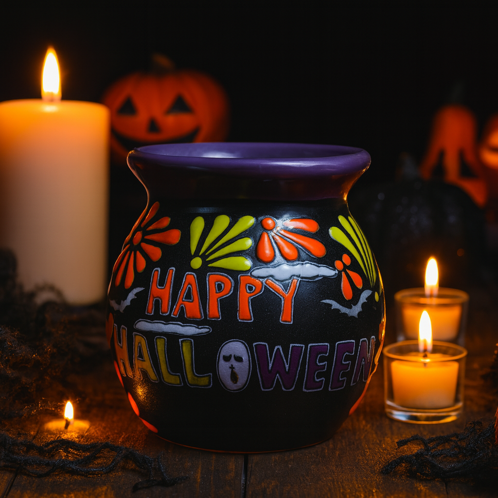 Traditonal Mexican Talavera Halloween Jarrito mug | Black Color
