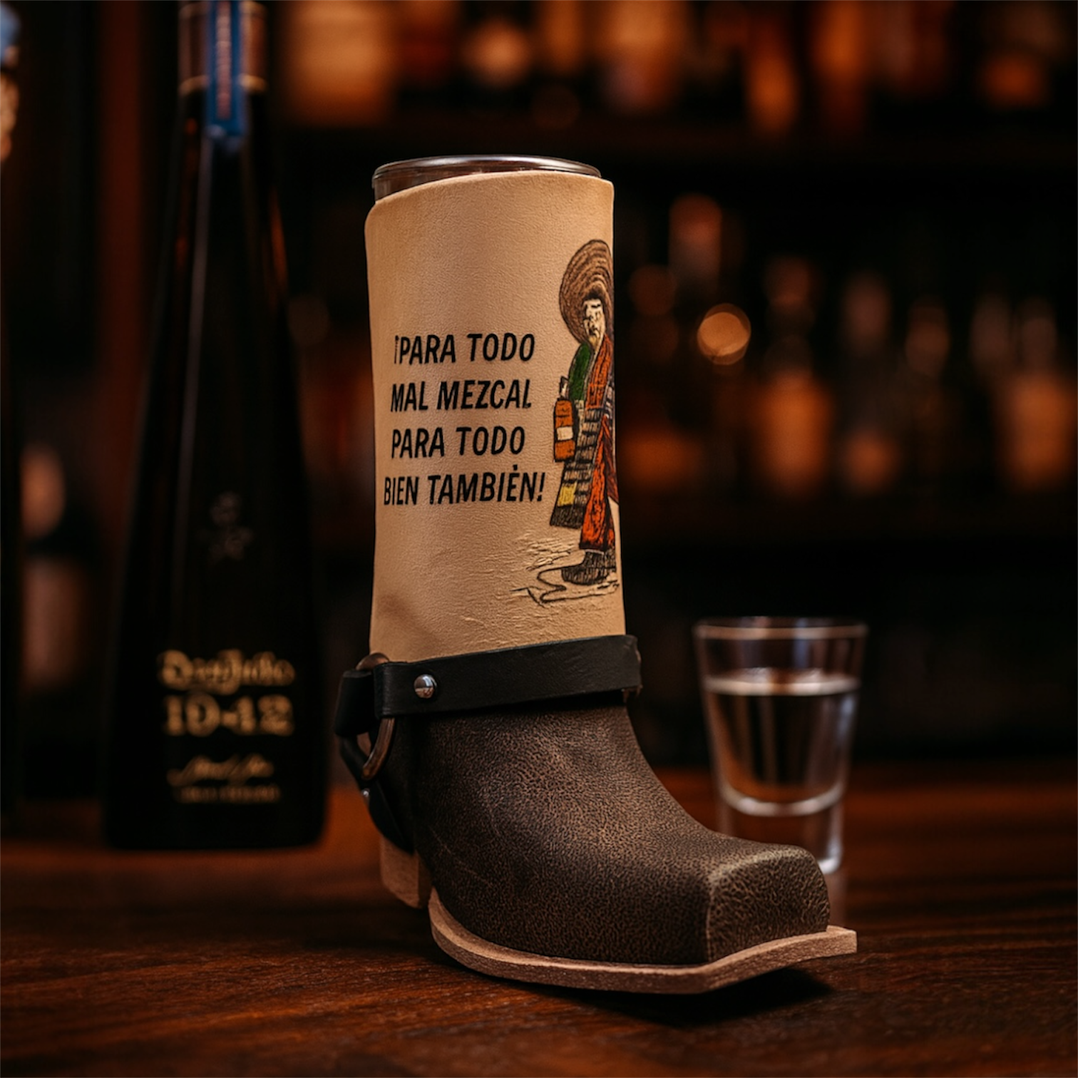 Handcrafted Mexican Cowboy Boot Shot Glass & Glass Holder