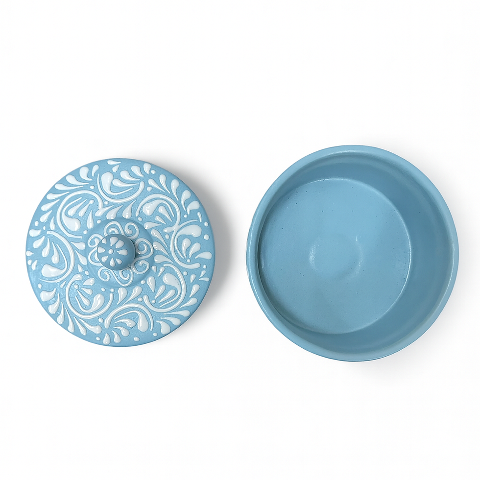 Thumbnail: Handmade Talavera Tortilla Warmer | Blue & White Color 