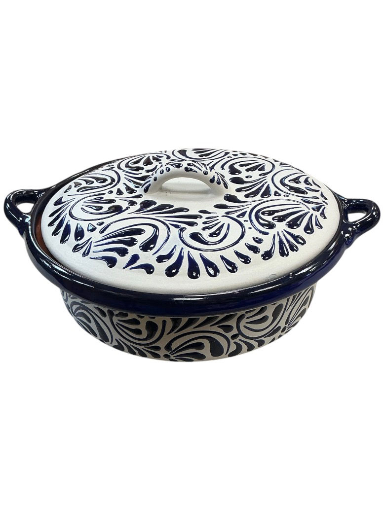 Thumbnail: Handmade Blue & White Talavera Cazuela With Lid