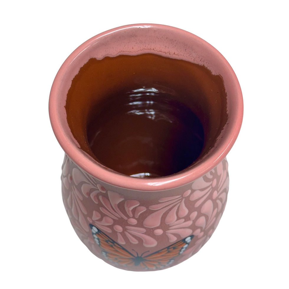 Thumbnail: Talavera Butterfly Flower Vase | Pink Flower Vase w/ Plumeado Design