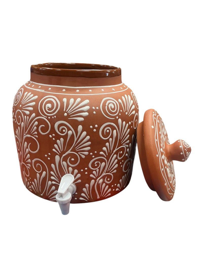 Thumbnail: Handcrafted Black Talavera Beverage Dispenser with Lid & Spigot