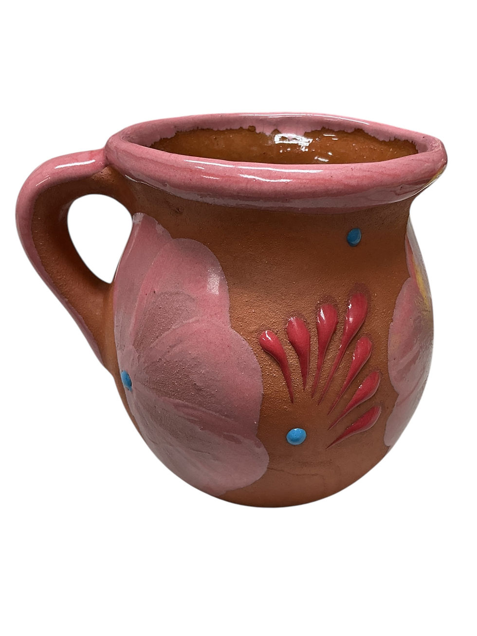 Thumbnail: Set Of 6 Talavera Floral Mug Pink Brown Handmade Mexican Drinkware Set
