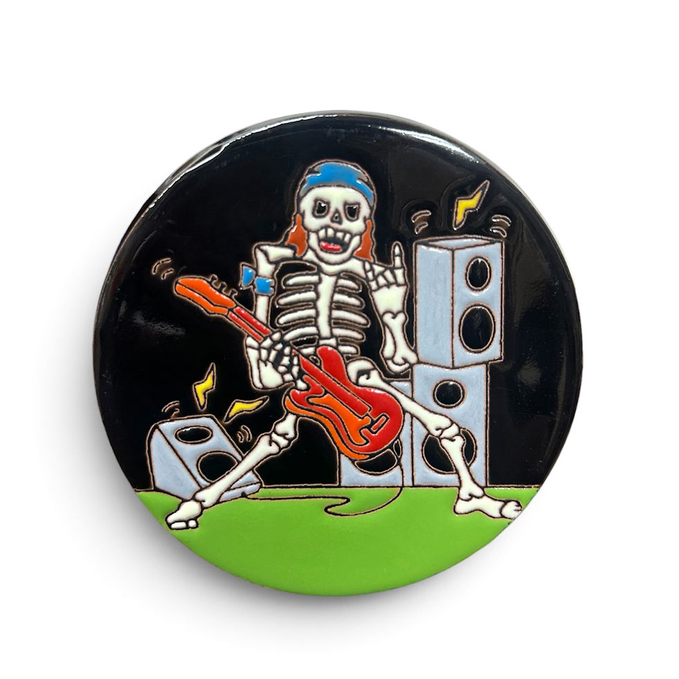 Thumbnail: Skeleton Rocker Guitar Ceramic Coaster – Colorful Music Inspired Drink Coaster