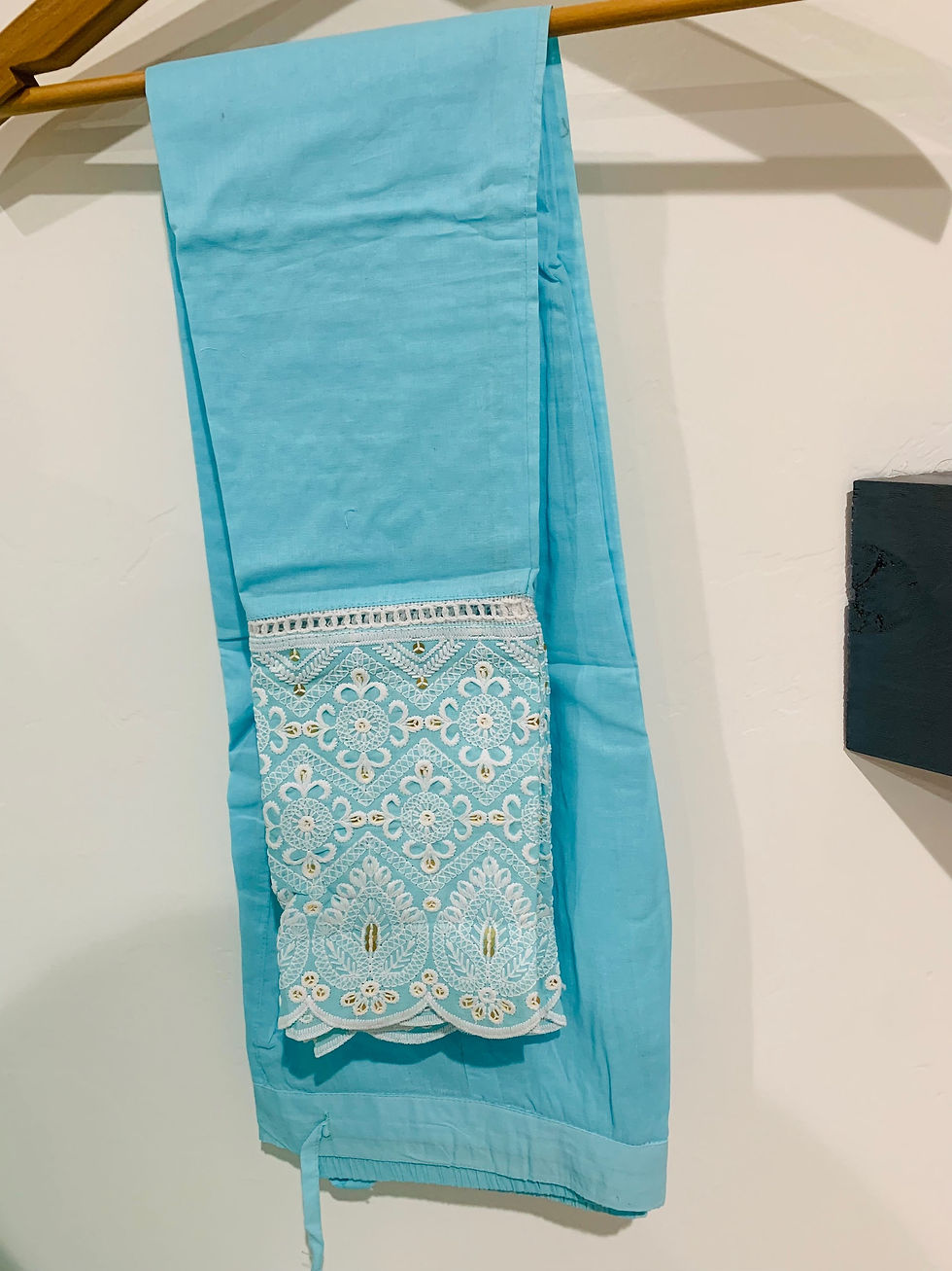 Thumbnail: Cotton Chikan Work Anarkali Kurti With Pant And Dupatta